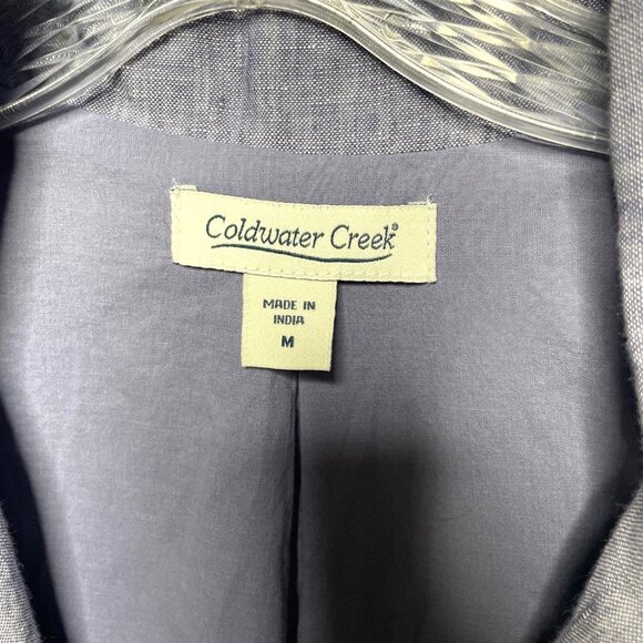 Coldwater Creek Womens Blue Linen Embroidered Jacket M Floral Design Long Sleeve - Picture 3 of 10